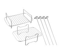 TOVINANNA Ensemble Double Grille pour Friteuse à Air Chaud en Acier Inoxydable, Support de Cuisson Empilable Aiguilles à Griller, Compatible Lave-, Accessoire Polyvalent pour Barbecue