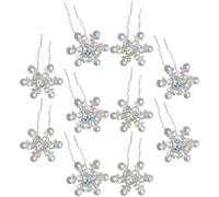 TOVINANNA Épingles à Cheveux Mariage Flocon de Neige en Alliage Blanc avec Cristaux, Lot de 10 Pièces, Style Élégant et Simple, pour Noël et Cosplay