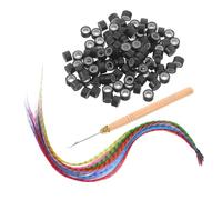 TOVINANNA Extensions De Cheveux Synthétiques à Plumes Avec Micro-perles Et Crochets Kit Outils Pour Fête Cosplay