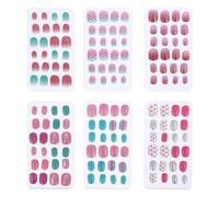 TOVINANNA Faux Ongles pour Garçon et Filles à Couverture Complète 6 Boîtes de 144 Pcs Autocollants Détachables Motifs Colorés et Ludiques Nail Art pour Filles Manucure Facile et Rapide