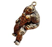TOVINANNA Figurine Gorille Laiton Miniature avec Suspendu Sculpture Décorative Artisanale pour Bureau et Porte-clés Statue Animale Détaillée et Polyvalente