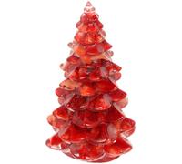 TOVINANNA Figurine Rouge Délicate et Réaliste Décoration de Table Miniature Arbre de Noël en Résine Synthétique pour Village Festif ou Bureau