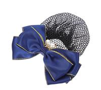 TOVINANNA Filet à Chignon Pour Femmes Nœud Double Ornement Bleu, Couvre-chignon Taille Unique, Maintien Cheveux Fins Et Épais, Usage Professionnel Infirmière Hôtesse Et Danseuse