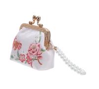 TOVINANNA Floral Makeup Bag Brocade Change Purse for Women with Double Clasp Embroidered Mini Organizer Portable Cosmetic Pouch Traditional Chinese Style