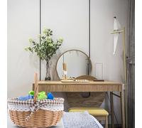 TOVINANNA Grand Panier de Pique- en Osier avec Poignée de Transport, Doublure à Carreaux Beige Et Marron - Panier Ovale en Osier pour de Pâques, Le Rangement Du Pain Et Les Courses en Plein Air, 35