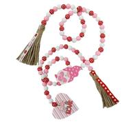 TOVINANNA Guirlande de Perles en Bois Rustique 2 Pièces Pompons Décoration Suspendue Romantique pour Saint-Valentin Accessoire Décoratif Polyvalent pour Porte Mur et Fête