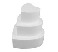 TOVINANNA Kit 3 Pièces de Faux Gâteaux en Écume Forme Cœur Blanc Réutilisable pour Décoration de Gâteau de Mariage et Modélisation Scolaire