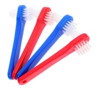 TOVINANNA Kit de 4 Brosses à Dents Double Face pour Prothèses Dentaires, Poils Souples, Taille Petite, Couleurs Bleu et Rouge, Brosse de Voyage Portable pour Nettoyage des Gencives