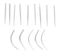 TOVINANNA Kit de Piercing Acier Inoxydable 14 Pcs Aiguilles Droites et Incurvées pour Barre de Nombril, Outil D'insertion Facile pour Bijoux Corporels Argentés
