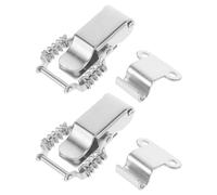 TOVINANNA Loquet à Ressort Acier Inoxydable 201 Grand Format à Angle Droit, Lot de 2 Fermoirs Bascule sans Trou de Serrure, pour Caisse Bois, Boîte à Outils et Valise, Fixation Robuste