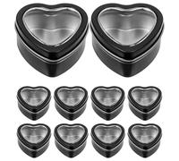 TOVINANNA Lot de 10 Boîtes à Bonbons en Métal de Cœur Boîte à Dragées Noire Fenêtre 60X59X27 MM Coffrets Décoratifs Réutilisables pour Mariage Saint-Valentin et Fêtes