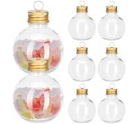 TOVINANNA Lot de 10 Bouteilles de Sable en Forme de Boule - Bouteilles Sphériques en Plastique Transparent pour Potion, Boules Décoratives de Noël avec Anneau de Suspension pour Bricolage, Fête de