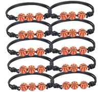 TOVINANNA Lot De 10 Bracelets De Basket-Ball Breloques Pour Anniversaire Thème Sportif Pour Femme En Tissu Sportifs Pour Le Baseball En Abs
