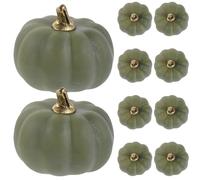 TOVINANNA Lot de 10 Citrouilles Artificielles Vertes en Mousse Décoration d'automne et Thanksgiving Petites Fausses Citrouilles Légères pour Intérieur et Extérieur Centre de Table