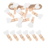 TOVINANNA Lot de 100 Mini Pinces à Linge en Bois de Cœur 3 CM Blanches avec Ficelle de Jute 10 M Suspendre Photo Décoration Murale DIY et Loisirs Créatifs