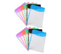 TOVINANNA Lot de 12 Pochettes de Classement A4 Perforées Transparentes Multifonctionnelles, Bouton-pression et Étiquette, en Plastique Résistant, Coloris Assortis, pour Style Aléatoire