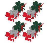 TOVINANNA Lot de 12 Porte-Monnaie en Feutre Motif Trèfle à Quatre Feuilles Couleurs Rouge Vert et Gris Porte-Cartes et Porte-Billets Fin Accessoire Multifonction pour Noël et Voyages