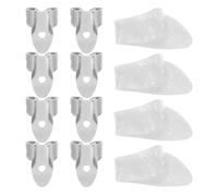 TOVINANNA Lot de 12 set de Médiators pour Guitare Acoustique et Basse Onglets Pouce en Celluloïd Blanc et Index en Métal Argenté Ventilés pour Confort et Durabilité Accessoires pour