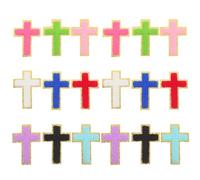 TOVINANNA Lot de 18 Écussons Croix Thermocollants Brodés Multicolores Petits Patchs en Chenille à Repasser pour Vêtements Paquet Chapeaux - Patchs Décoratifs Vintage pour Réparation et