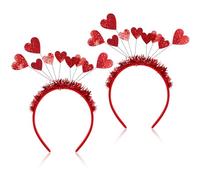 TOVINANNA Lot De 2 Bandeaux à Paillettes De Cœur Rouge, Taille Unique, Accessoire Cheveux Fête Saint-valentin Pour Filles, Décoration Cheveux Photo Party