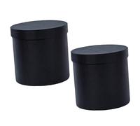 TOVINANNA Lot de 2 Boîtes à Fleurs Rondes Noires Couvercle Mini Boîte à Bouquets de Fleur pour Mariage Anniversaire et Décorations Fournitures pour Compositions