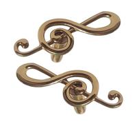 TOVINANNA Lot de 2 Boutons de Tiroir en Laiton Massif Motif Notes de Musique, Poignées de Meuble Rétro Vintage, Petites Poignées de Porte Antiques, Décorations pour Commode, la Cuisine,