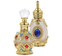 TOVINANNA Lot de 2 de Parfum Rechargeables en Verre Cristal 15Ml FلاCon Sphérique Doré et FلاCon Bleu Irisé Distributeur de Parfum Portable pour Huiles Essentielles et Voyage