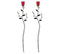 TOVINANNA Lot de 2 Épingles à Cheveux Rétro Style Chinois Motif Fleur de Rose Rouge, Accessoires pour Cheveux Asiatiques, Fixation Solide pour Chignons, pour Mariage et Événements Spéciaux,