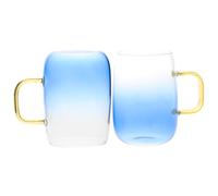 TOVINANNA Lot de 2 Gobelets D'eau en Verre Borosilicate Bleu, Résistance Élevée Chaleur, Design Attrayant et Usage Pratique pour Cafés et Restaurants