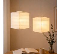 TOVINANNA Lot de 2 Lanternes en Papier Carrées 23x20x20 cm, Abat-Jour Pliable Blanc pour Décoration Mariage, Fête Anniversaire et Événement Festif, Suspension Luminaire Style Japonais Traditionnel