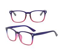 TOVINANNA Lot de 2 Lunettes Rétro Unisexes Anti-Lumière Bleue Monture Métal Bicolore Bleu et Rose Doré Verres Anti-Reflets pour Ordinateur et Gaming Protection Écran et Fatigue Oculaire