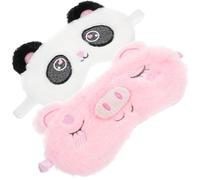 TOVINANNA Lot de 2 Masques de Sommeil Opaques et Confortables en Peluche Douce, Motifs Animaux Kawaii, Cache-yeux Doux Peau, Bandeau de Sommeil pour Voyager et Nuit Réparatrice