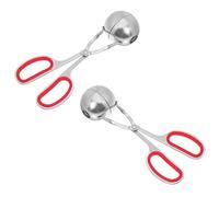 TOVINANNA Lot de 2 Moules à Boulettes de Viande en Acier Inoxydable 304 Petite Taille Finition Miroir Poignées Antidérapantes Rouges Résistant à Haute Température Outil Cuisine