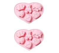 TOVINANNA Lot de 2 Moules à Chocolat en Silicone Rose 6 Cavités D’Ours et Cœur Moules Pâtisserie Réutilisables pour Saint-Valentin Fabrication Gâteaux Bonbons et Desserts