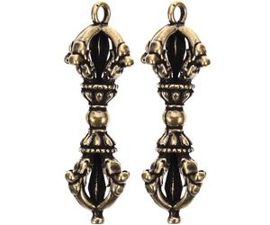 TOVINANNA Lot de 2 Petits Pilons Vajra en Laiton Doré, Décoratifs pour Bureau et Maison, Ornement Vintage Tibétain, Présent Noël, Décoration Asiatique, Art Zen Spirituel, Objets Artisanaux