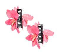 TOVINANNA Lot De 2 Pinces À Cheveux Pinces À Cheveux Hawaïennes Pinces À Cheveux En Tissu Pinces À Cheveux En Fleurs Artificielles Pinces À Cheveux Hawaïennes En Métal Rose