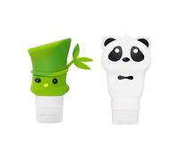 TOVINANNA Lot De 2 Set De Bouteilles De Shampoing Et Savonnette Liquide 60ml Et 90ml Design Panda Et Bambou Solide Pour Voyage Usage Domestique