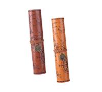 TOVINANNA Lot de 2 Trousses à Crayons Vintage en Cuir PU, Grosse Capacité, Pochette de Rangement pour Stylos et Maquillage, Rouleau Organiseur pour Bureau et École, Porte-Crayons à