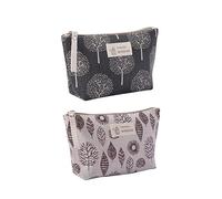 TOVINANNA Lot De 2 Trousses De Maquillage Imprimées sur Toile - À Main pour Articles De Toilette Voyage Et Usage Quotidien