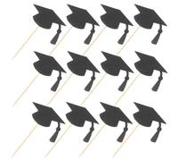 TOVINANNA Lot de 24 Décorations de Gâteau de Chapeau de Diplômé Noir en Papier et Bois, Mini Décorations pour Cupcakes pour Fête de Fin D’études et Célébrations Scolaires