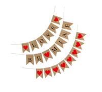 TOVINANNA Lot de 3 Bannières Décoratives en Toile de Jute Couleurs Naturelles Tailles 32 31 30 CM Guirlande d'Amour pour Décoration de Mariage Saint-Valentin et Fête Fournitures pour