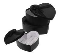 TOVINANNA Lot de 3 Boîtes Présents de Cœur Noir Tailles Grosse Moyenne et Petite Boîte d'Emballage pour Chocolats et Fleurs Coffret Saint-Valentin Polyvalent pour Anniversaires et