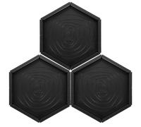 TOVINANNA Lot de 3 Bols d'alimentation en Plastique Noir pour Reptiles, Plat Hexagonal Anti-Renversement, pour Tortues et Lézards en Terrarium