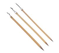 TOVINANNA Lot de 3 Pinceaux de Calligraphie Chinoise en Poils de Loup Manches en Bambou Tailles Grosse Moyenne Petite Pinceaux à Encre pour Peinture Sumi et Calligraphie Japonaise Kit