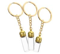 TOVINANNA Lot de 3 Porte-Clés Petites Bouteilles en Verre Transparentes Flacons Parfum Format Voyage Bouchon Acrylique Doré Mini Bocaux Décoratifs Multifonctions pour Huiles Essentielles