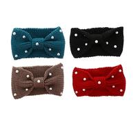 TOVINANNA Lot De 4 Bandeaux à Cheveux Tricotés Nœud En Perles, Taille Unique, Couleurs Variées, Accessoire Féminin Chaud Pour Femmes Et Filles, Usage Hivernal Et Sports D’hiver En Extérieur