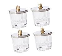 TOVINANNA Lot de 4 Bols à Poudre Acrylique en Verre Cristal 50 Ml pour Nail Art Manucure Professionnels et Particuliers Usage Salon, Mixeur Liquide et Poudre pour Ongles