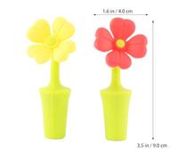 TOVINANNA Lot de 4 Bouchons à Vin en Silicone Créatifs de Fleur 2 Rouges Trèfle Amulette 2 Jaunes Fermeture Hermétique Réutilisable Décoration Colorée pour Dégustation et Conservation