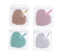 TOVINANNA Lot de 4 Éponges Démaquillantes de Cœur, Réutilisables, Couleurs Assorties, Nettoyage Doux du Visage, Exfoliation Délicate, pour Femmes et Jeunes Filles, Usage Maison et Voyage