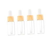 TOVINANNA Lot de 4 Flacons Compte-gouttes en Verre de 10 Ml avec Finition Grain de Bois Et Embout en Silicone Flacons Vides Robustes pour Cosmétiques